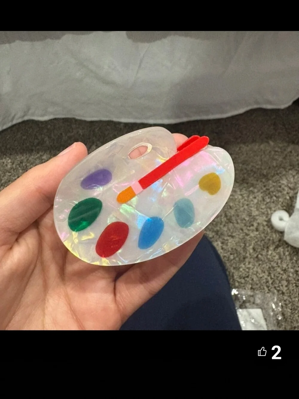 Multicolor Pencil-Shaped Hair Clip & Artist Palette Clip Set